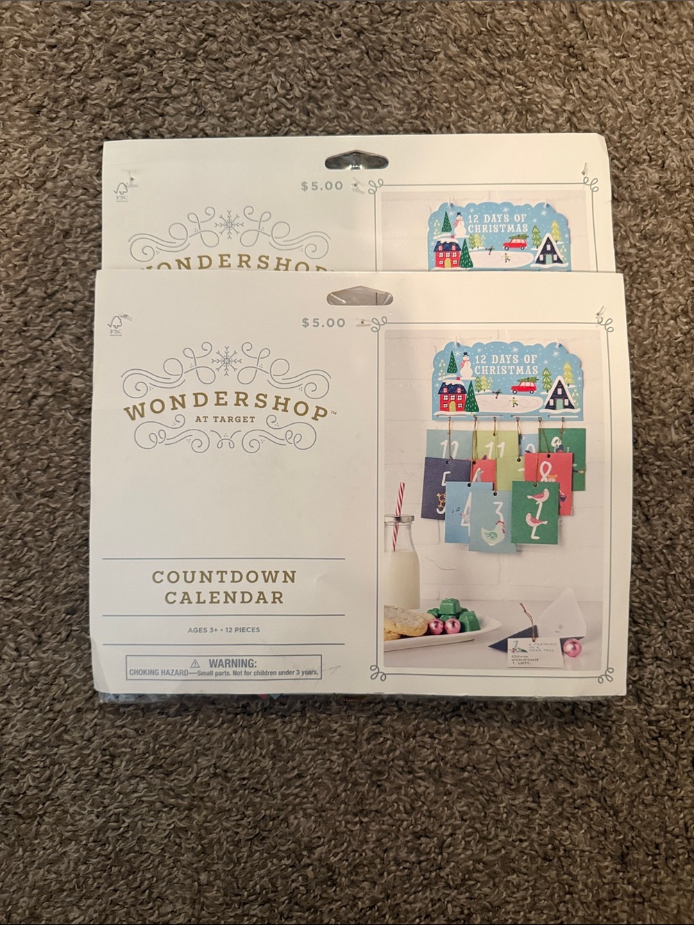 Wondershop White Countdown Calendar - Holiday Advent Organizer
